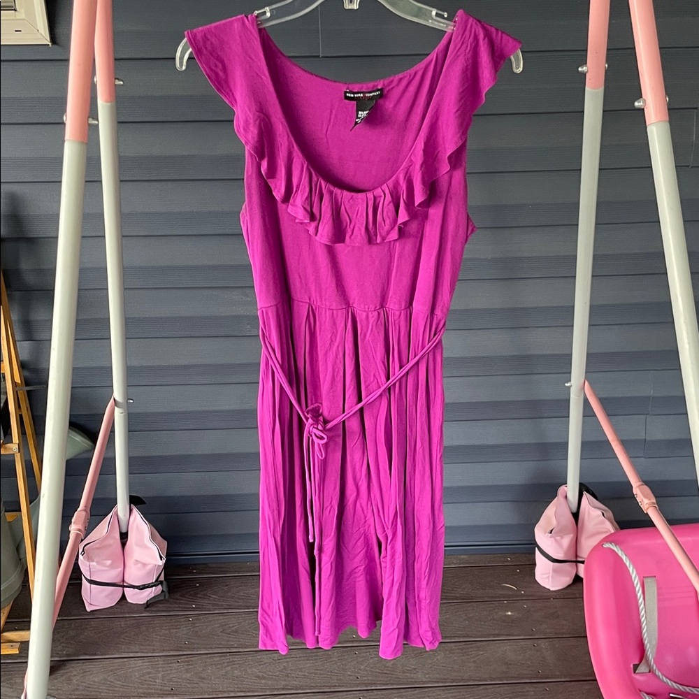 New York & Company Vibrant Pink Midi Dress